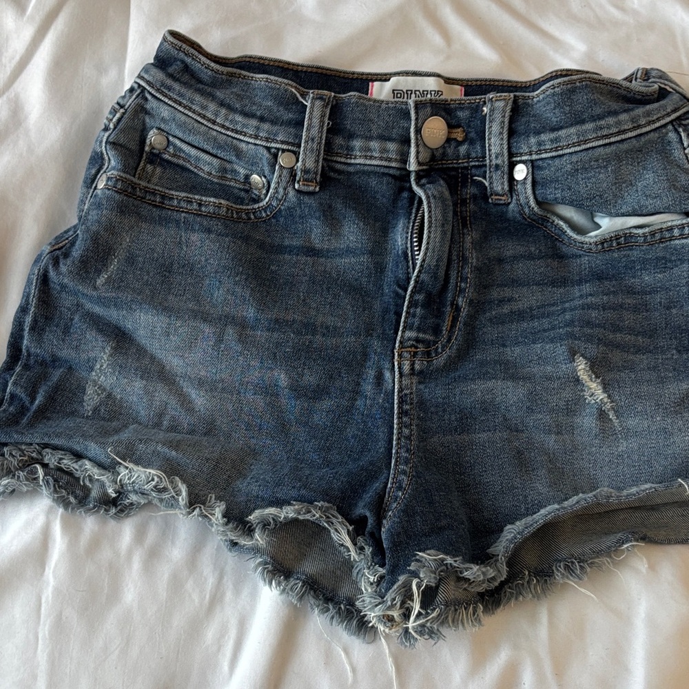 PINK Victoria's Secret Frayed Hem Jean Shorts